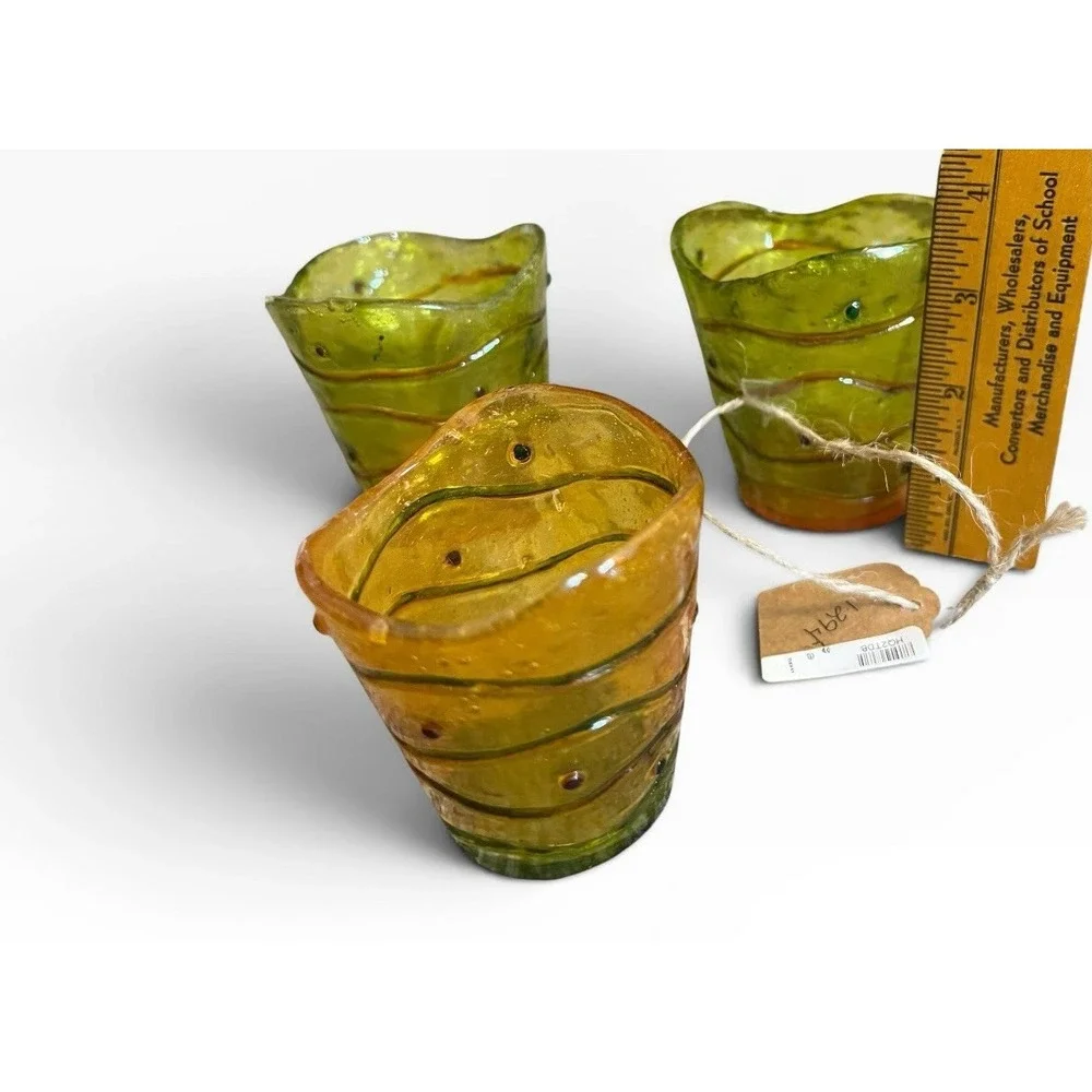 Vintage MCM Lucite Mini Vase Votive Candle Holder Set of 3 - Retro‎ Art Swirl